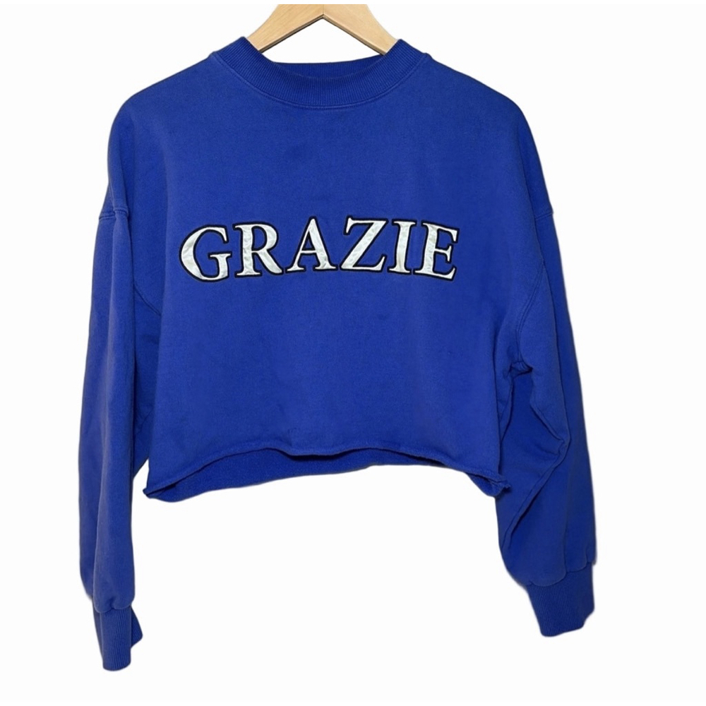 Araminta James Grazie Revolve Cropped Sweatshirt Blue Size XS